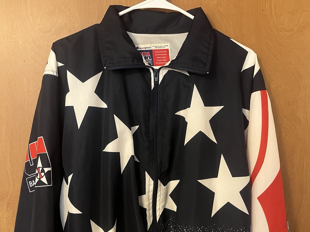 Champion American Flag Men's 1996 USA Basketball Dream Team Jacket VTG Size L