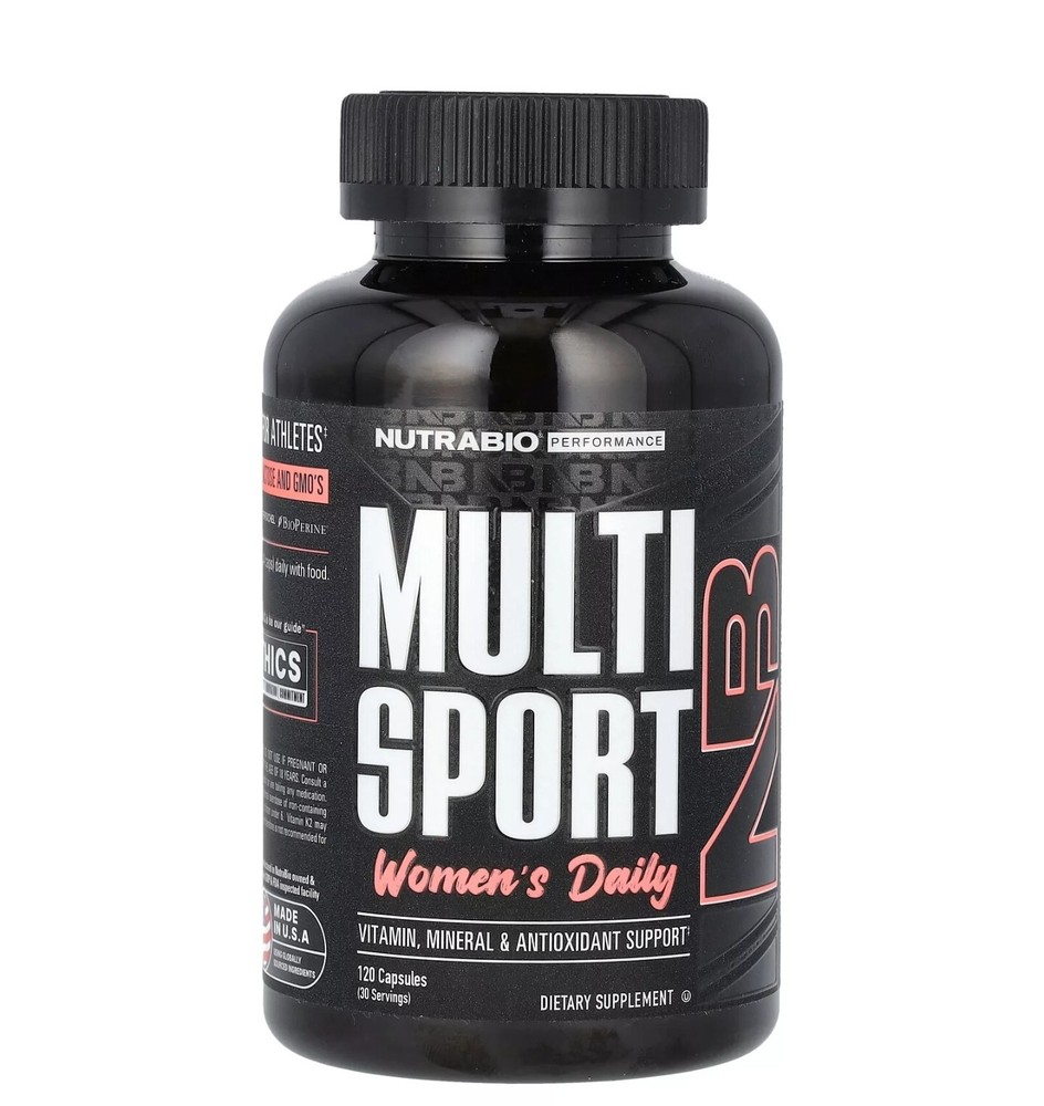 NutraBio Multisport Women Vitamin and Mineral Supplement - 120 V-Caps 07/25