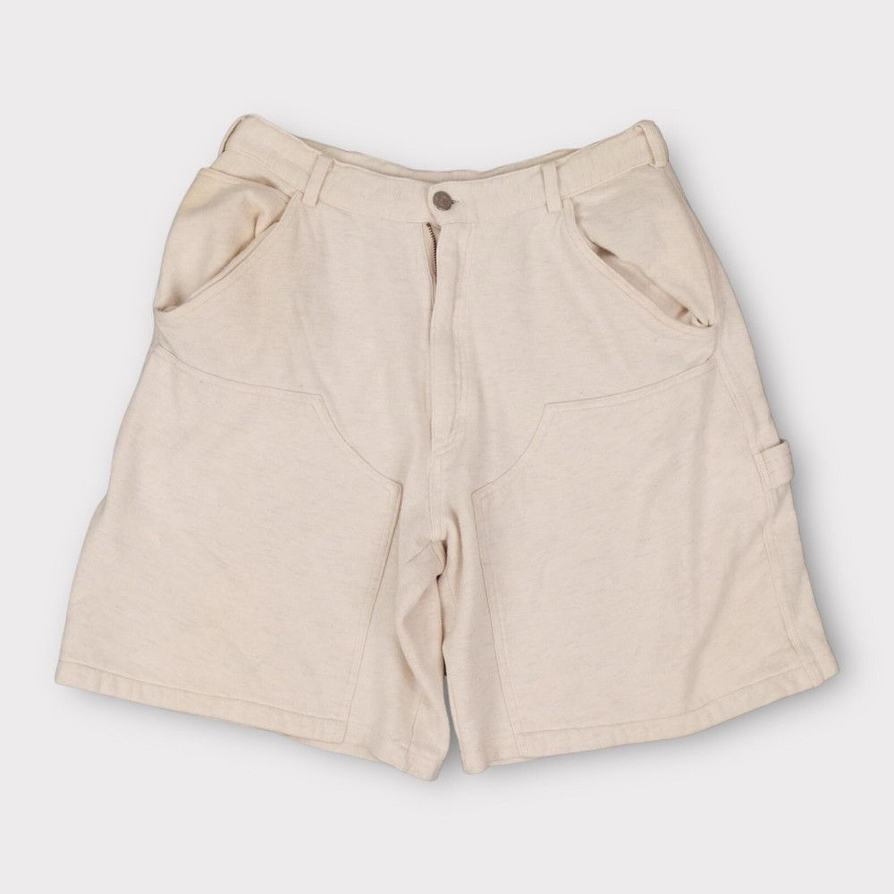 Vintage Sweat Shorts Men’s Size Large Cargo Style Zip Up White String Tie 9”