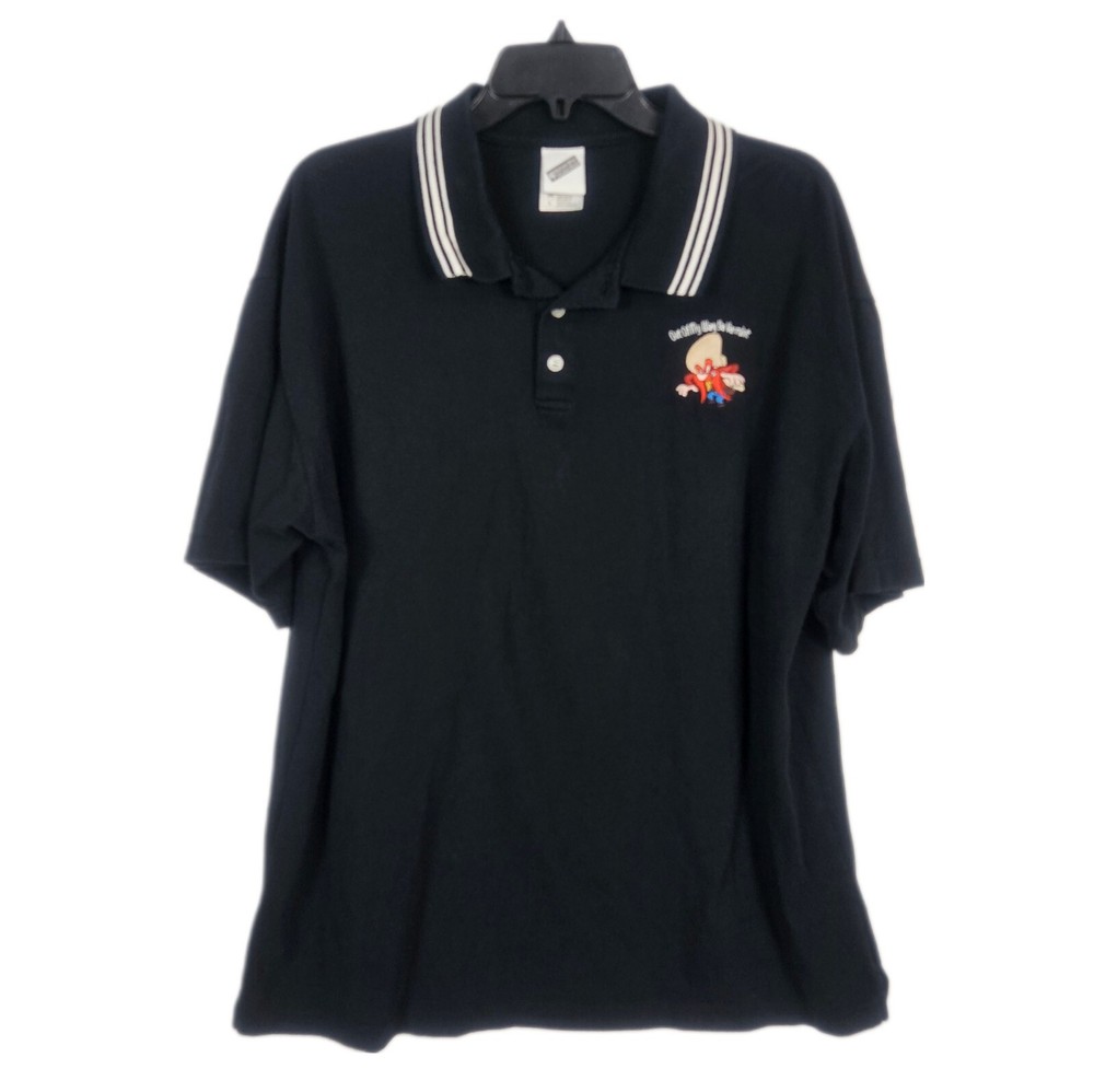 Yosemite Sam Warner Bros Black Embroidered Polo Shirt Unisex Large