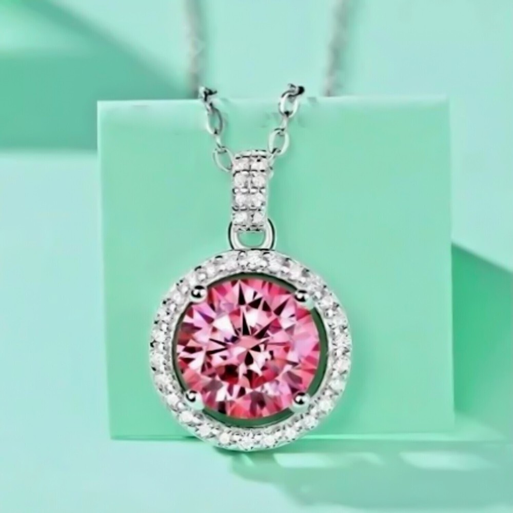 Certified 1.50 Ct Pink Diamond  Pendant in 925 Silver Romantic Gift for Birthday