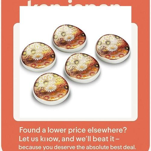 Kutani Yaki Ceramic 5-Piece Chopstick Rest Set with Gold Flower Design