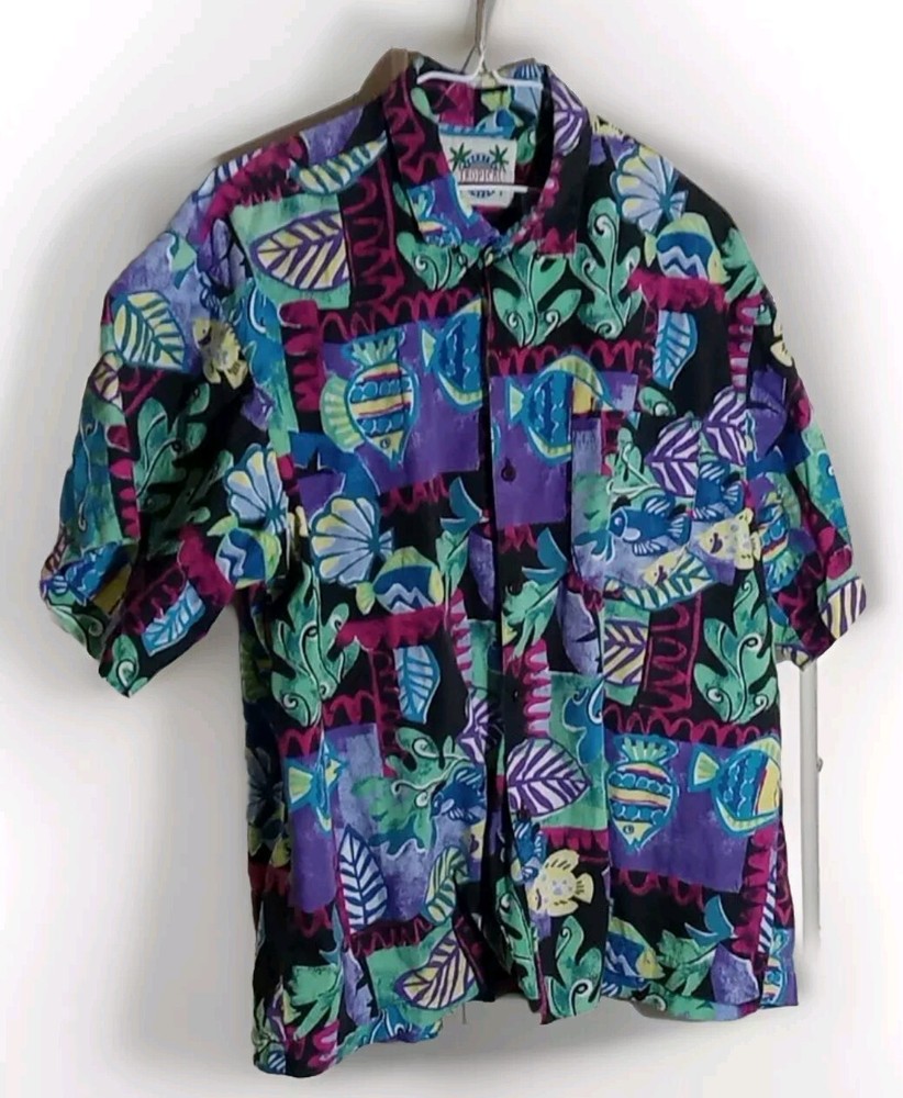Trading Tropical Company Men's Hawaiian Shirt SZ Lg Missing Tags Under The Sea