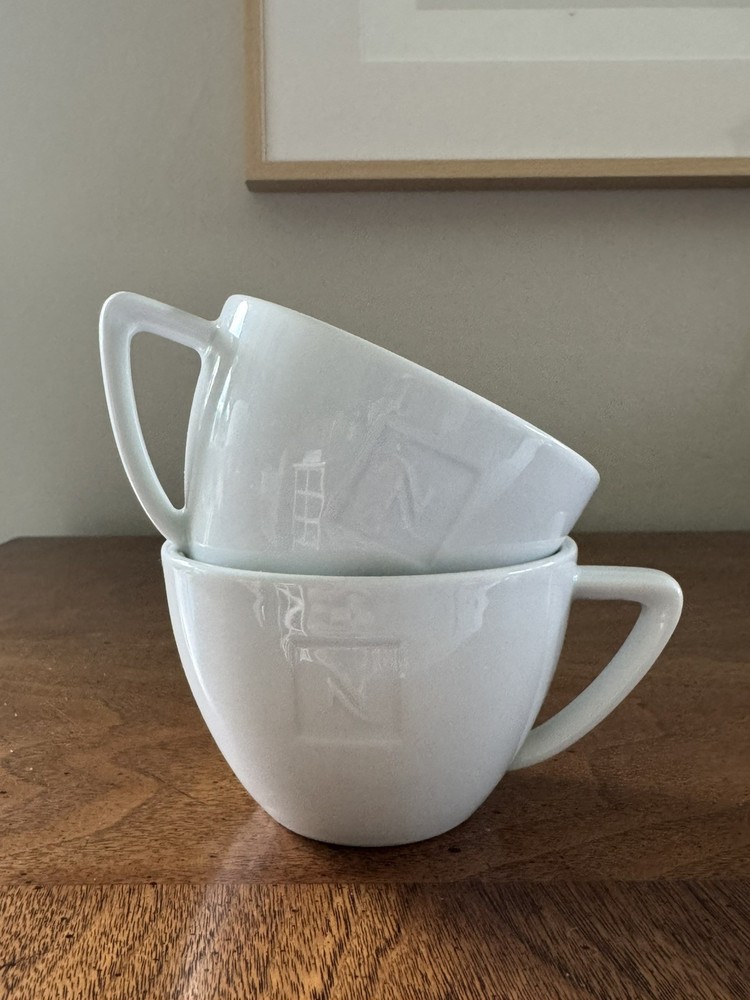Pair New Porcelain Nespresso Cappuccino Espresso Cups w/ Embossed “N,” Portugal