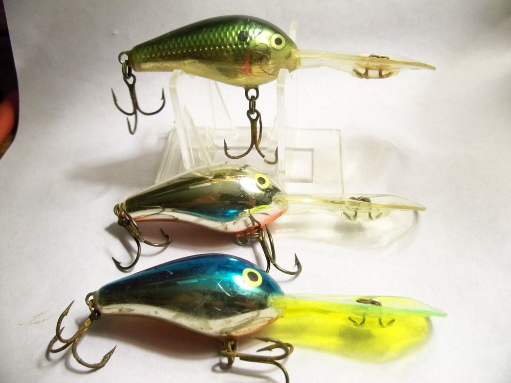 (3) Rapala Down Deep Fat Rap #5, All 2-1/8in. Body, Lures, Old Tackle, Box, L@@K