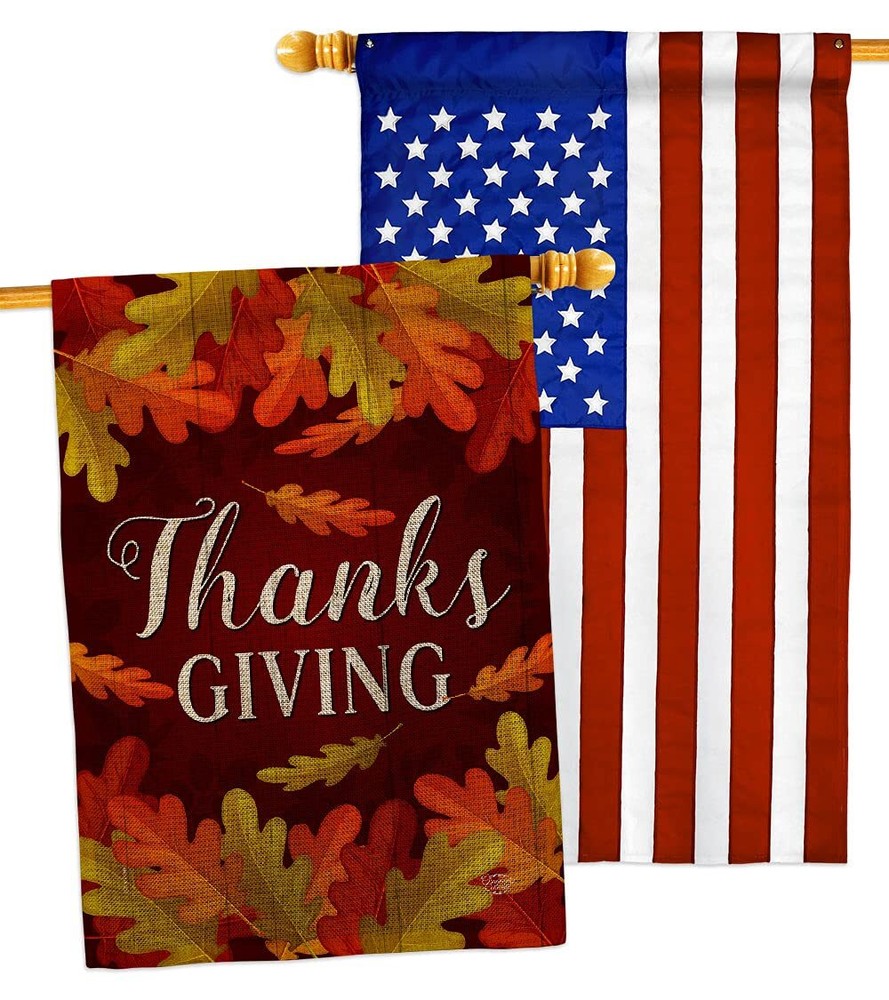 Thanksgiving Burlap House Flag Pack Fall Turkey Give Thanks Gobble Pumpkin Se...