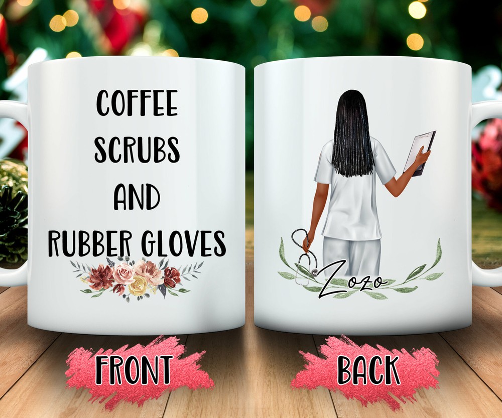 Nursing Coffee Mug Graduation Gift Scrubs And Rubber Gloves Custom Coffee Mug