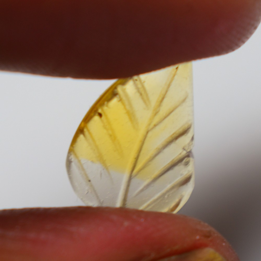 Natural Citrine Carving 3.05 Carats, Natural Citrine Leaf Gemstone For Jewelry