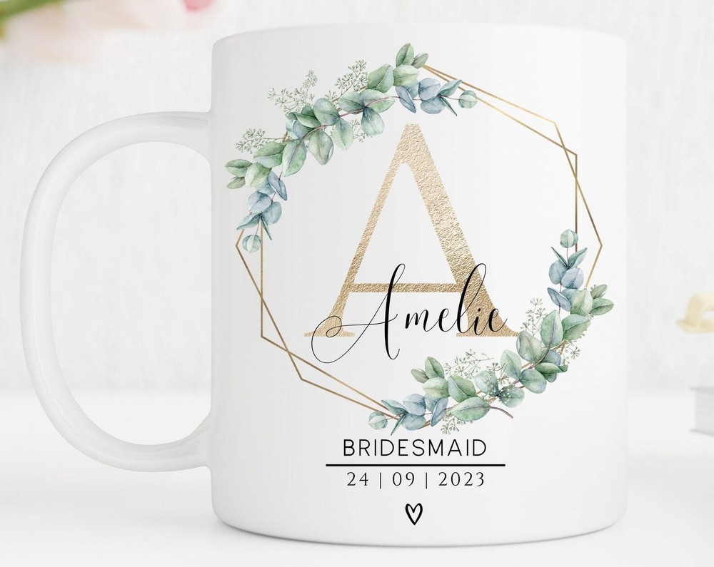 Bridesmaid Initial Mugs Maid Of Honor Proposal Wedding Gift Team Bride Custom
