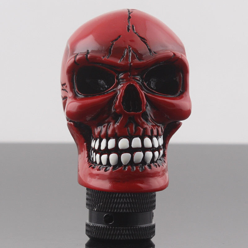 1pc Universal Red Skull Head Pickup Manual Gear Shift Knob Shifter Lever Handle