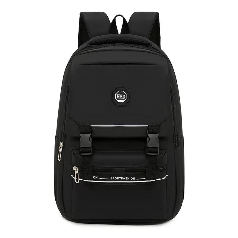 HSD Hope Surged Unisex Black Backpack for Teens Boys Girls Men Women Students School College 18 Inch Durable Laptop Bag