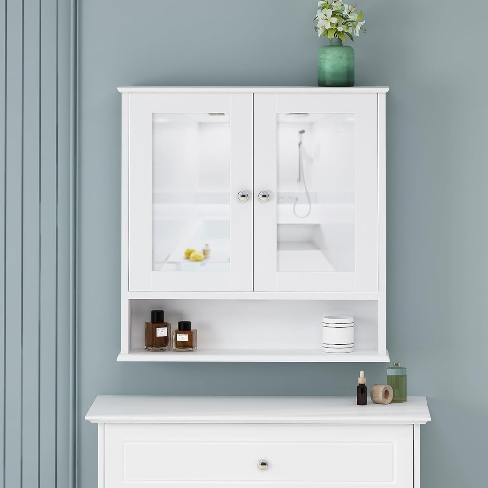 Bathroom Wall Cabinet with Mirror Medicine Cabinet with Open and Adjustable