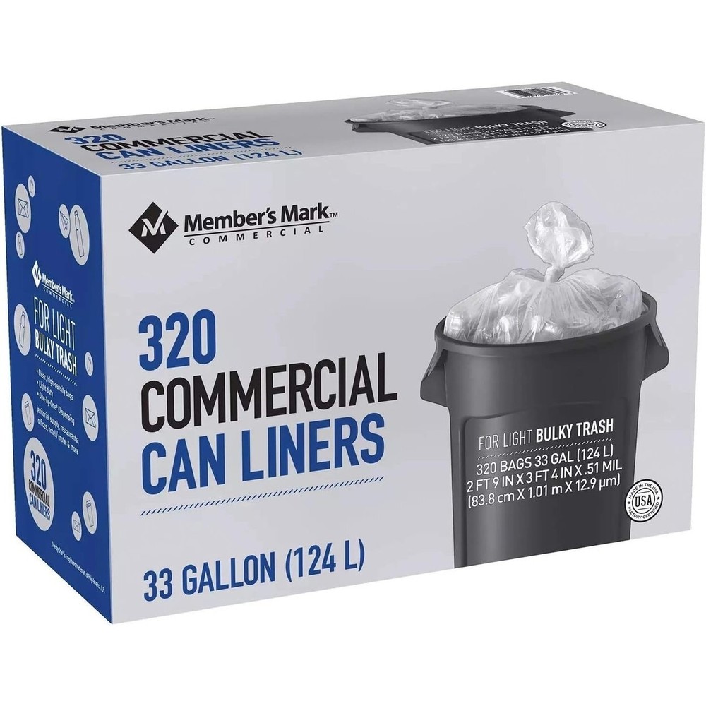 Members Mark Commercial Can Liners - 33 Gal - 320 Count-image