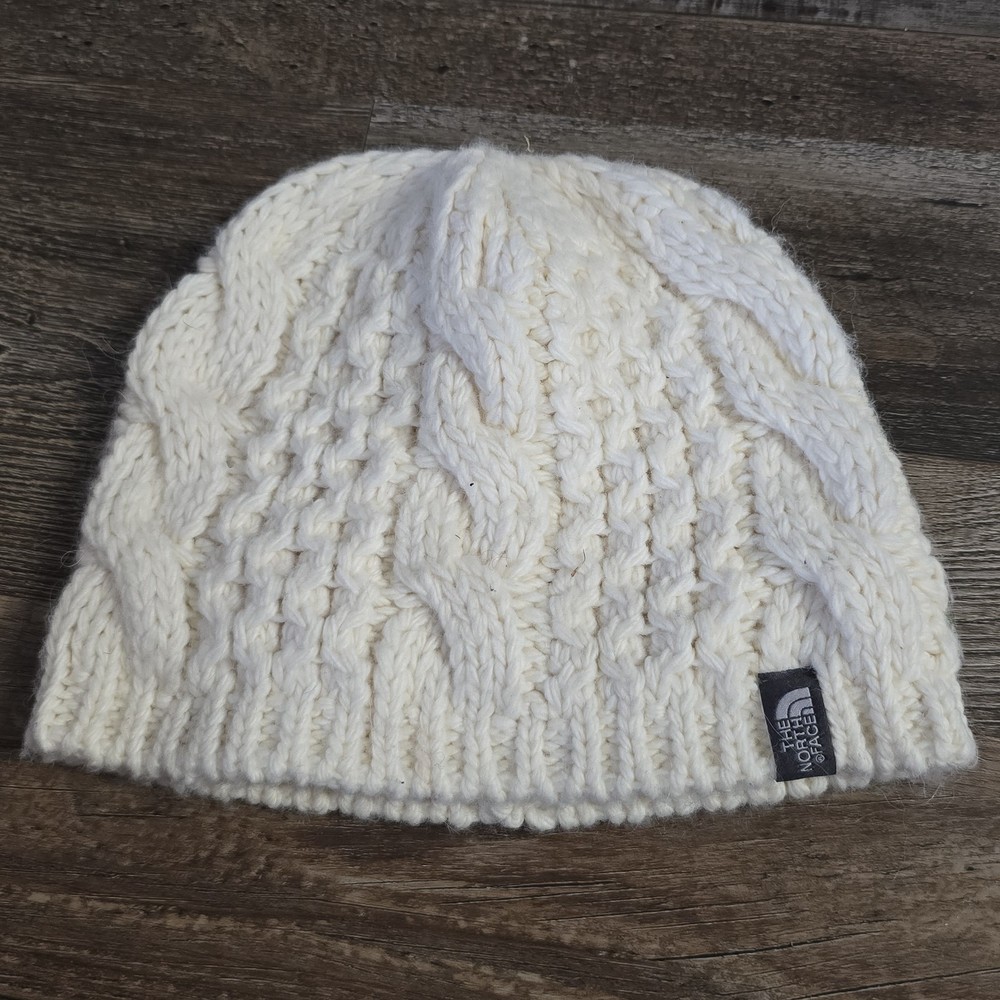 The North Face Cap Women's Crochet Knit Beanie Off White Adult One Size