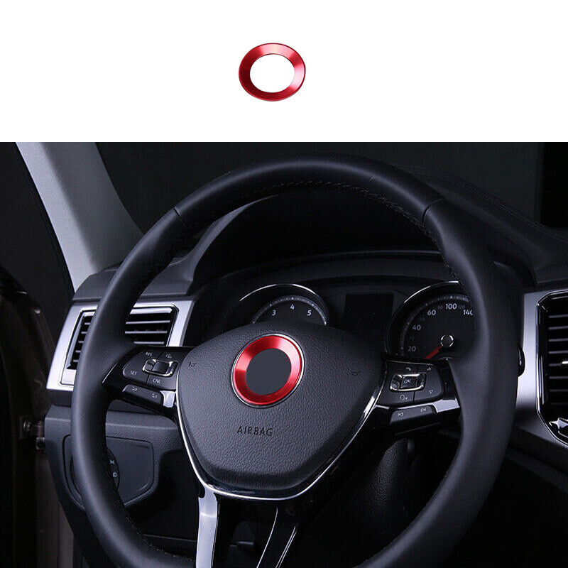 Red Aluminum Steering Wheel Center Ring Cover Trim for 2018 VW Atlas 19-21