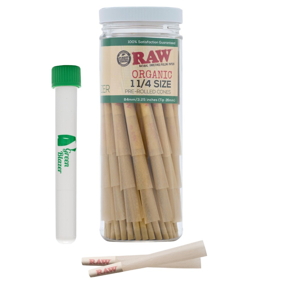RAW Organic 1 1/4 Size Pre-Rolled Cones - 50 Pack