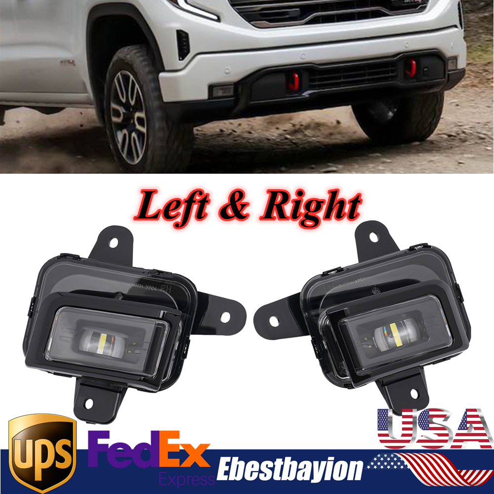 LED Fog Lights & Fog Covers Fit For 2022-2024 GMC Sierra 1500 Driving Fog Lamps