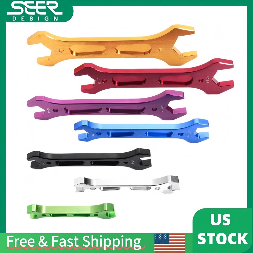7 PCS Double Hose Ended AN Wrench Spanner Tool Set AN3 to AN20 Anodized Aluminum