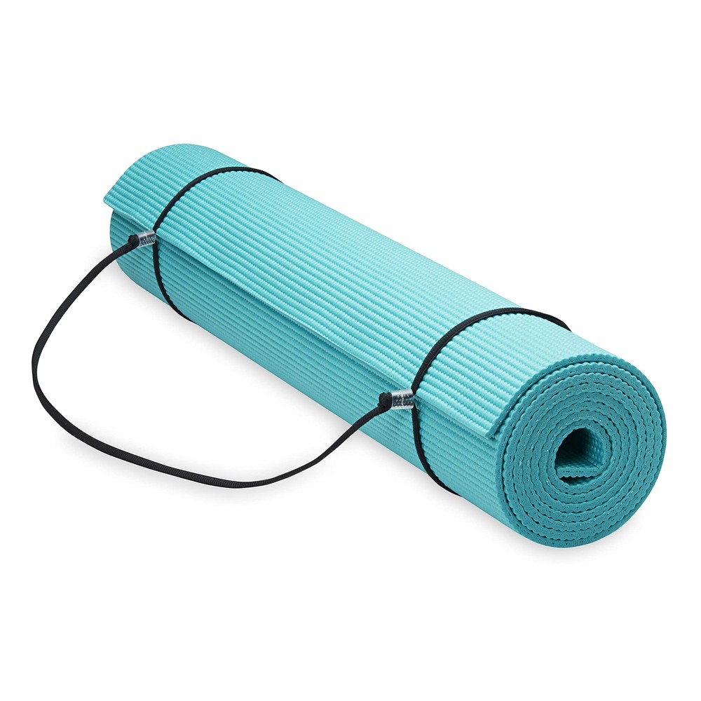 Premium Yoga Mat with Carrier Sling, Teal, 72 InchL x 24 InchW x 1/4 Inch Thick