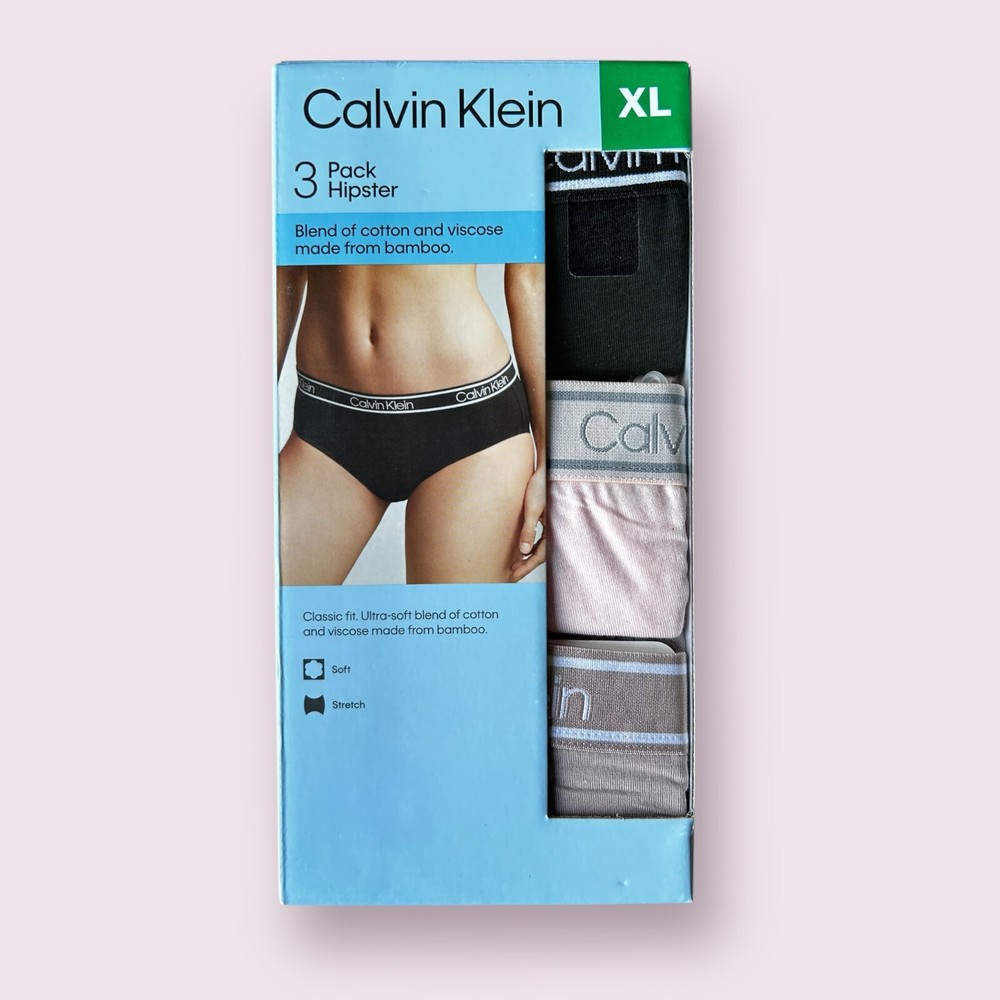 Calvin Klein Womens XL Hipster Underwear 3-Pack Soft Comfort Fit
