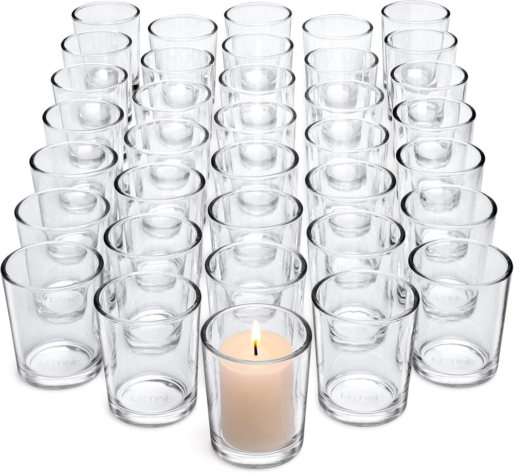 36Pcs Clear Glass Votive Candle Holders for Tea Lights