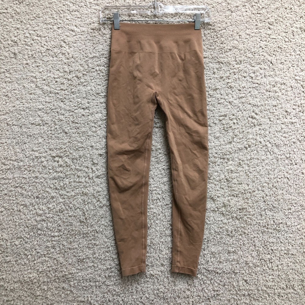Bo+Tee Leggings Small Adult Brown High Rise Pull On Seamless Yoga Gym Womens S