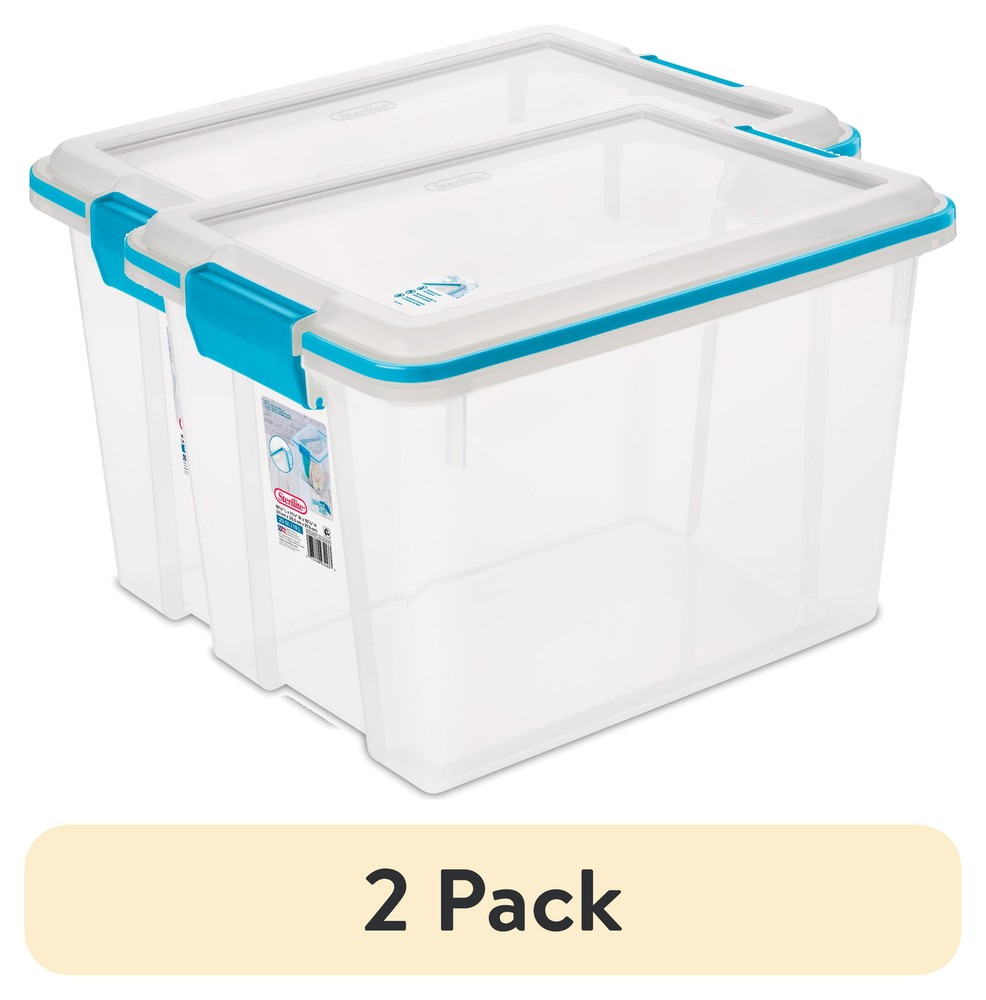 2-Pack Sterilite 20 Quart Clear Weatherproof Gasket Storage Bins