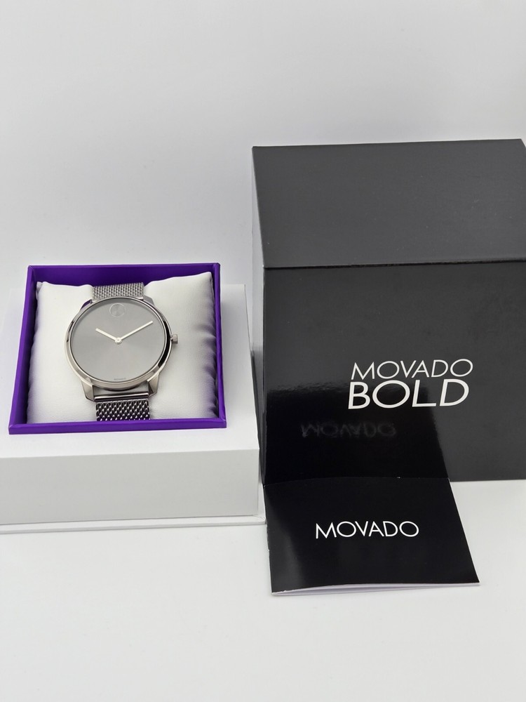 Movado Men's Bold Gray Dial Mesh Bracelet Quartz Watch - 3600599 ($695 MSRP)