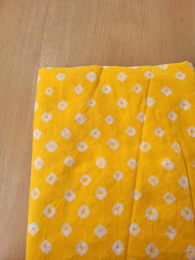 Yellow Tie Dye fabric, Cotton bandhani fabric , Shibori Fabric, Sewing Material