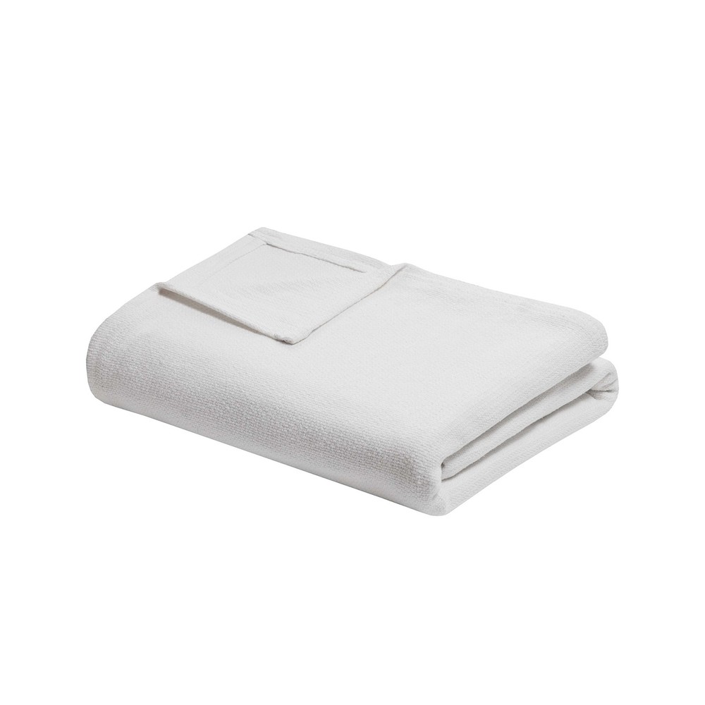 Freshspun Basketweave King Cotton Blanket Cream 108x90 Luxury Weave Throw  