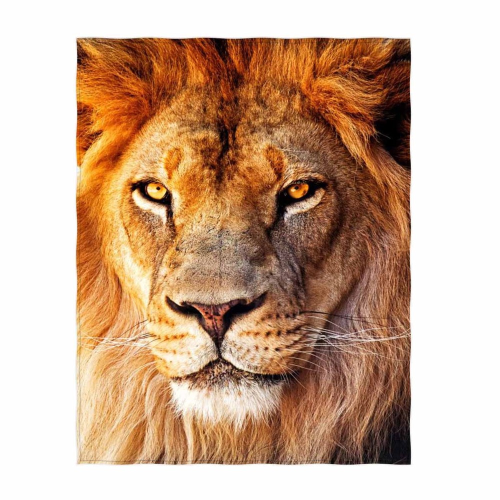 Lion Printing Velvet Plush Throw Blanket Comfort Design Home Decoration Fleec...