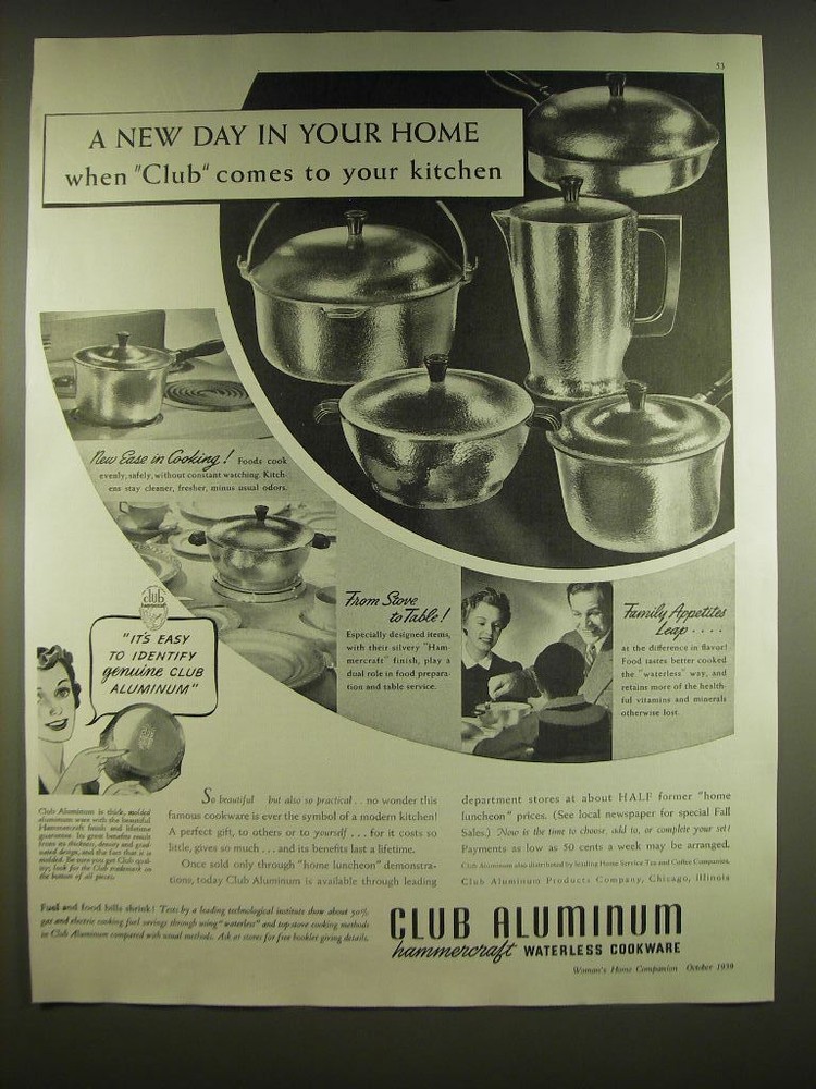 1939 Club Aluminum Cookware Ad - new day in home when Club comes to your kitchen