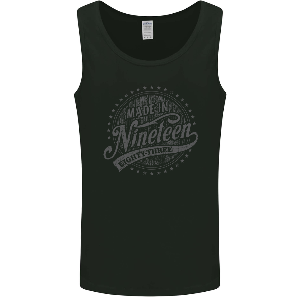 Distressed 42nd Birthday Made In 1983 Mens Vest Tank Top Black