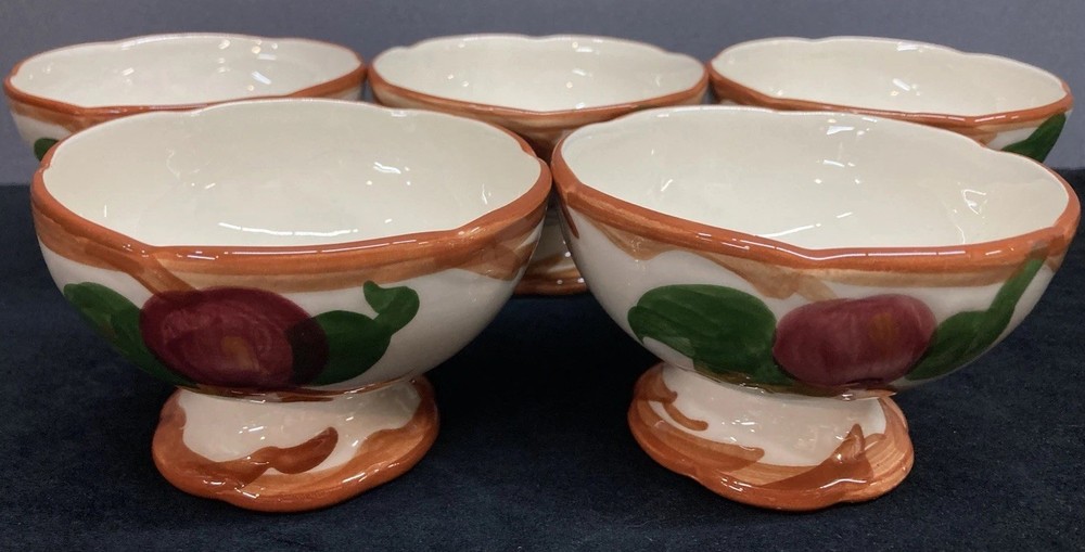 Franciscan Earthenware Apple Sherbet Footed Dessert Bowls 6oz Set of 5