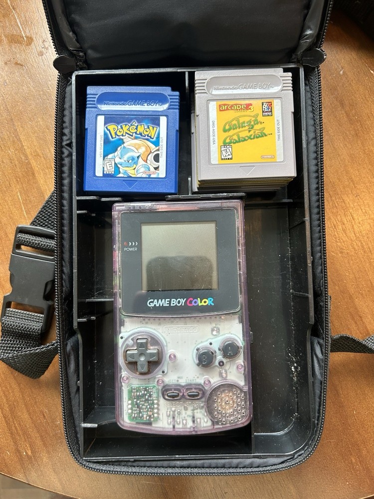 Nintendo Game Boy Color Handheld System Atomic Purple With Case 7 Game lot! Vtg