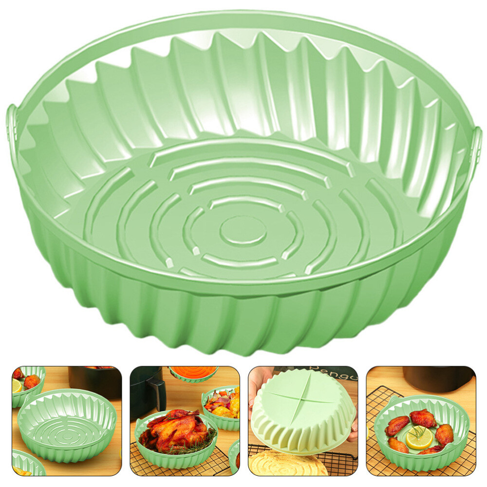 Freidora Sartén para Hornear con Tapa Redonda Aire Herramienta de Cocina Cesta Forro