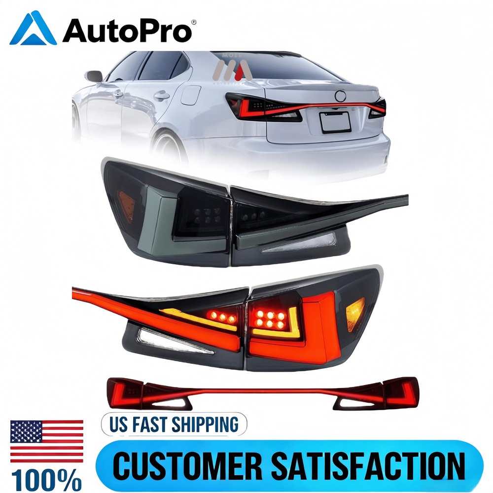 Smoked LED Tail Light Kit W/ Trunk Light Bar For Lexus IS250 IS350 ISF 2006-2013