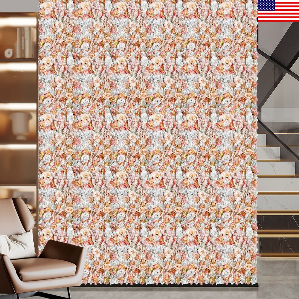 Flower Wall Panel For Backdrop 60*40cm White Pink Faux Roses Artificial 5PCS NEW