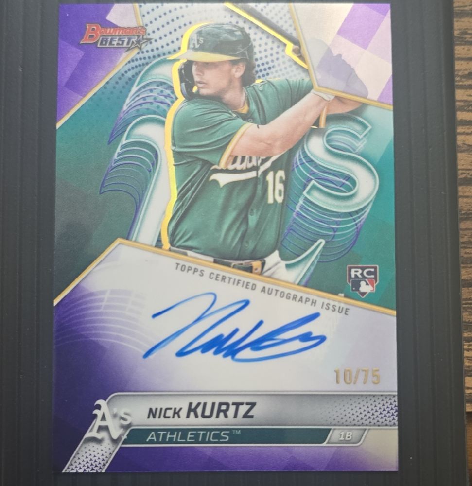 2025 Bowman Best Nick Kurtz Athletics /75 Rookie  on card Autograph