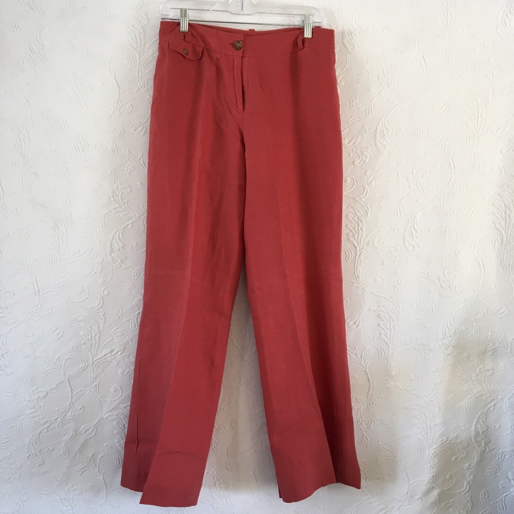 LOFT Womens Mid Rise 100% Linen Trouser Pant Size 8
