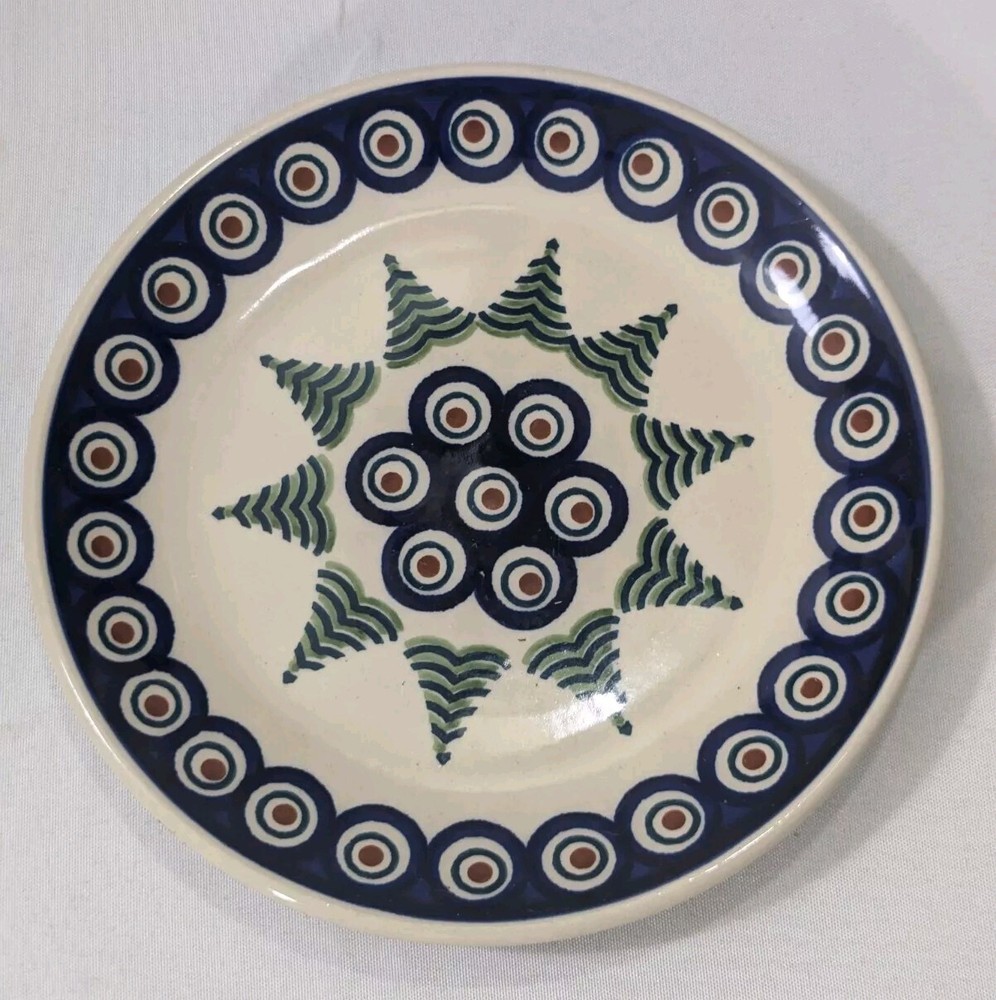 Salad Dessert Plate Trees Boleslawiec Polish Pottery 7.25 Hand Christmas  Poland