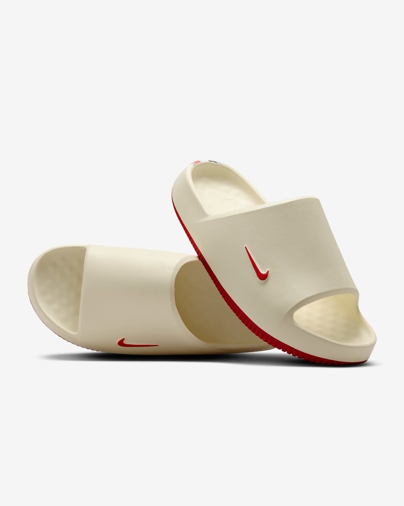 Nike Beige Red Slide Sandals Logo Casual Summer Spring Men Comfort Lightweight