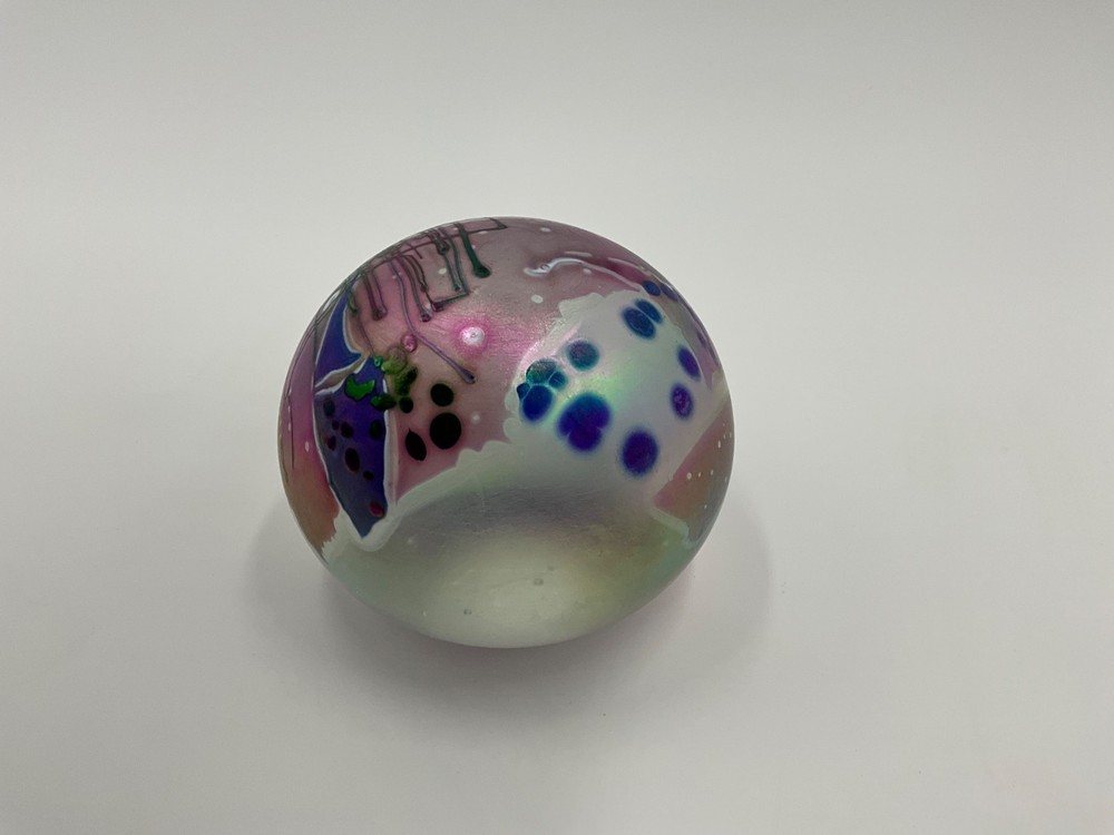 Glasshouse signed and dated abstract design round art glass paperweight 4