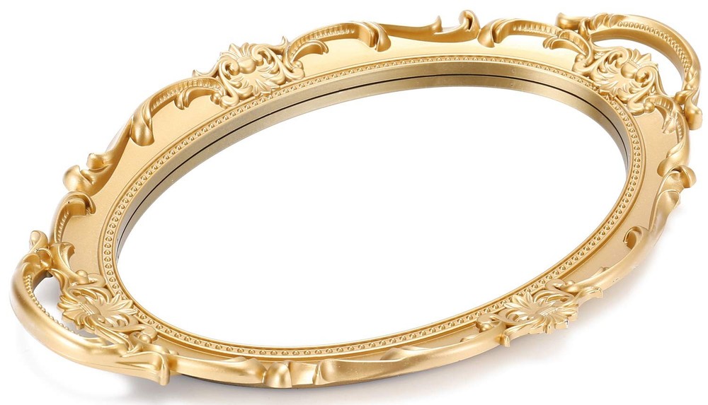 Gold Mirror Decorative Tray for Vanity, Coffee Table, or Bathroom Organizer