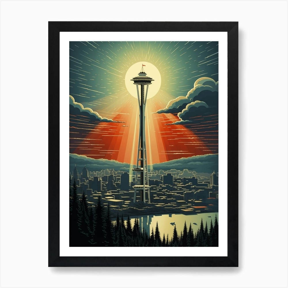 Seattle Space Needle Art Print Framed Wall Art Poster Canvas Print Picture