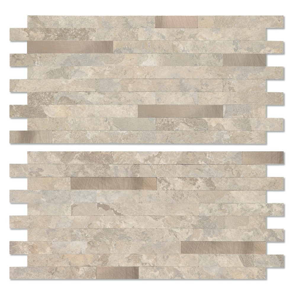 20 Sheets Peel and Stick Stone Metal Backsplash, PVC Wall Tiles Stick on Tile...