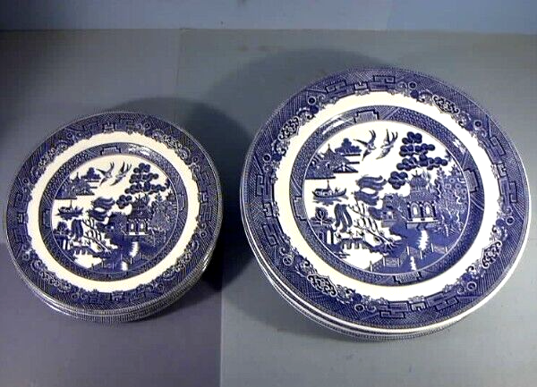 Six Plates, Blue Willow Pattern, Johnson Brothers, England