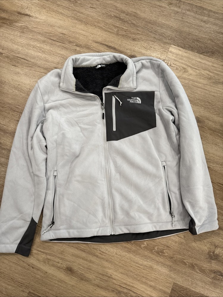 The North Face Mens Large Gray Sherpa-Lined Full Zip Fleece Jacket