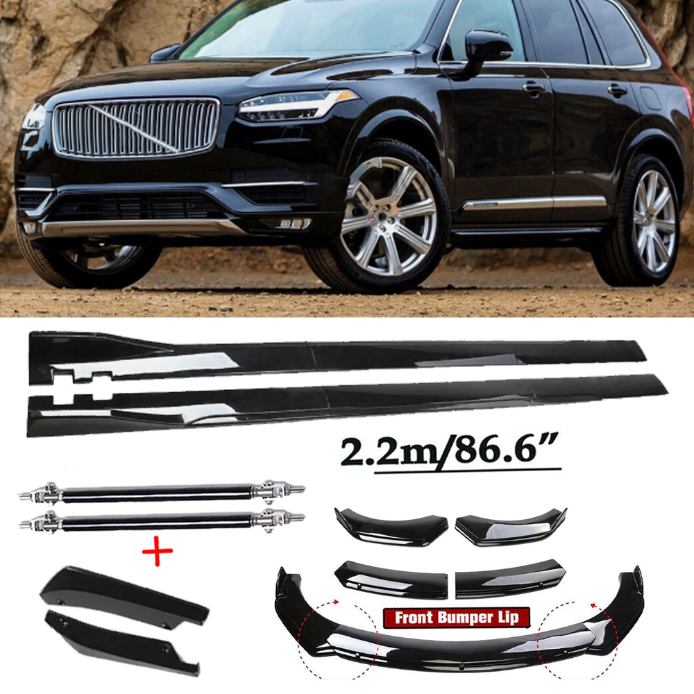 Glossy Front Bumper Spoiler & Side Skirt Kit for Volvo XC60 XC40 XC90
