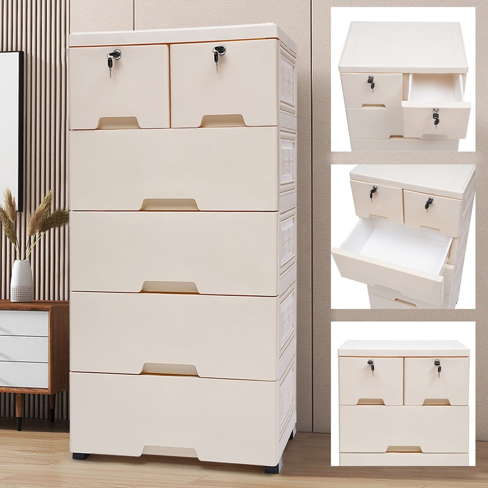 Tall 6-Drawer Wood Dresser for Bedroom Storage & Closet Organization